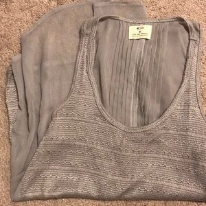 Gray knit / chiffon tank